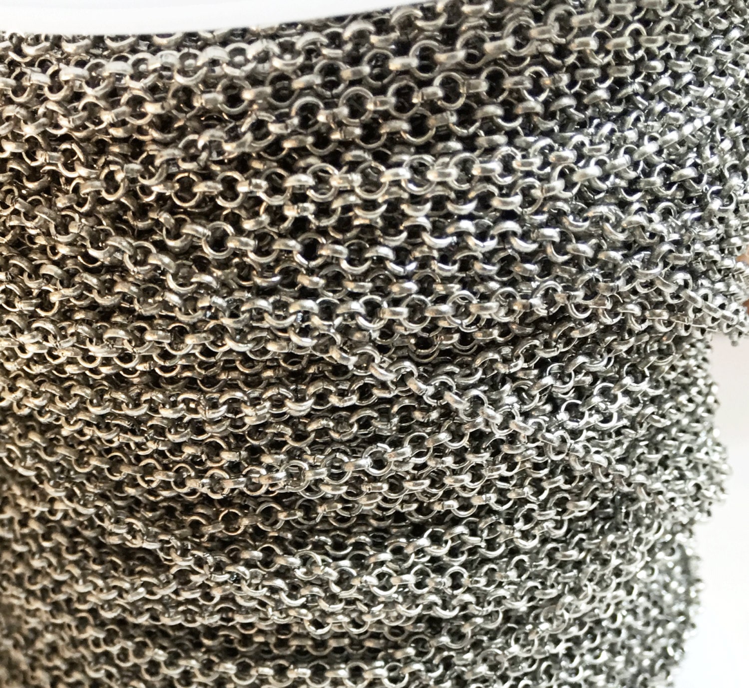 Chain Style Rope Curb Rollo 10 Ft Antique Silver Rollo Chain: 2mm Open Link Bulk Chain - Etsy
