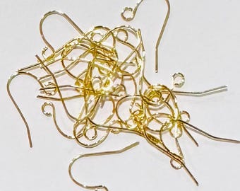 Ganchos para pendientes dorados de 20 x 11 mm, 100 unidades, con acabado dorado a granel.