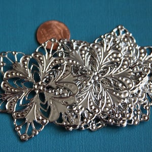 Bulk 50 pcs  Platinum color plated filigree flower wrap 60mm