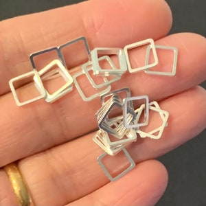 100pcs Silver plated brass square links 8mm, gold connector image 2