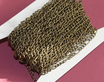 45ft of Antique brass figaro chain 5x8.6mm unsolder