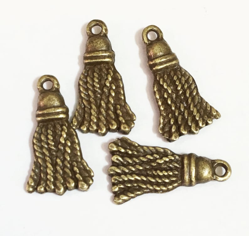 Bulk 100 pcs Zinc alloy double sided tassel charm bulk antique brass tassel pendant 12x20mm