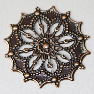 10 pcs  antique copper filigree  focal 34mm