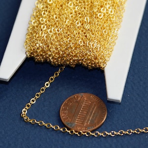 32 ft spool   gold Plated chain 2mm tiny flat solder cable chain