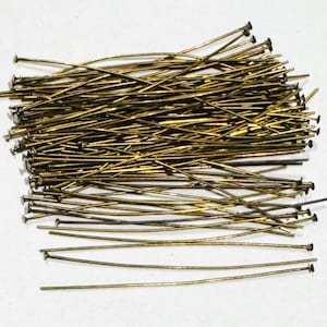 200 Antiqued Brass Head Pins 24 Gauge 1.75 inch
