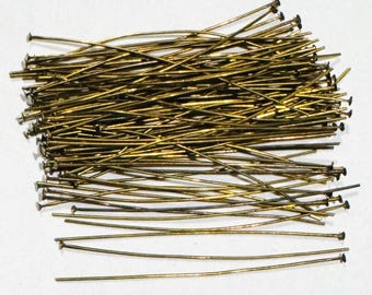 200 Antiqued Brass Head Pins 24 Gauge 1.75 inch