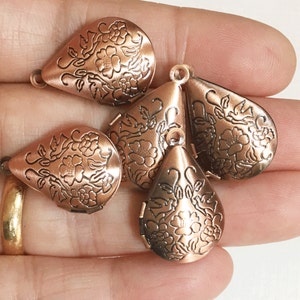 10 pcs of Antique copper teardrop Locket Pendant 15x24mm