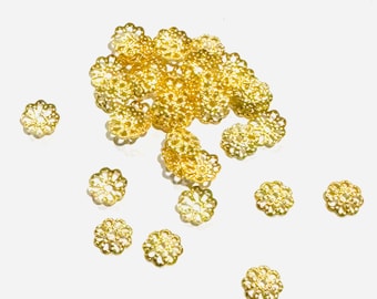 100 pcs gold color flower bead caps 6mm