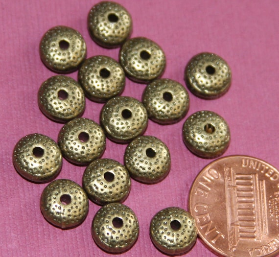 30 Antiqued Brass Donut spacer beads 8x5mm