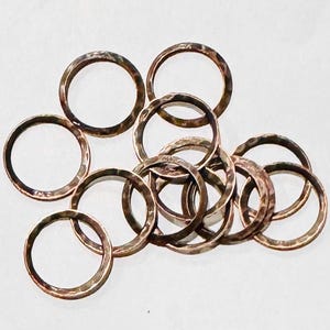 15 pcs   Antiqued copper hammered circle link 16mm
