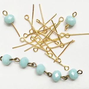Bulk 500 Gold color Steel eye pins 20mm long  21 gauge