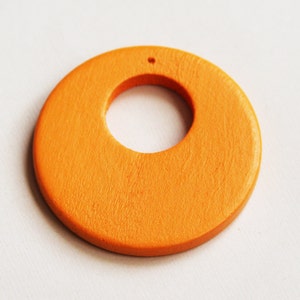10pcs  Wood flat round beads 49mm with hole Orange