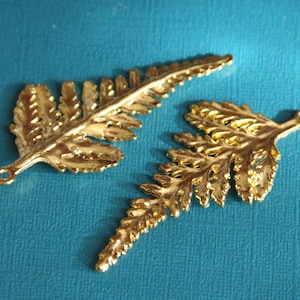 4 pcs  gold plated leaf pendant 62x28mm