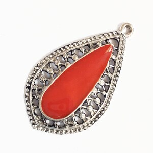 Bulk 20 pcs   Antique silver Red enamel teardrop 26x45mm