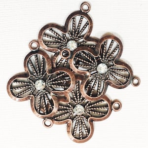 4 pcs  Antique copper flower connector 31x39mm, Copper flower connector, Copper flower links