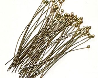 100 pcs of Antiqued Brass Ball end headpin - 24G - 2inch
