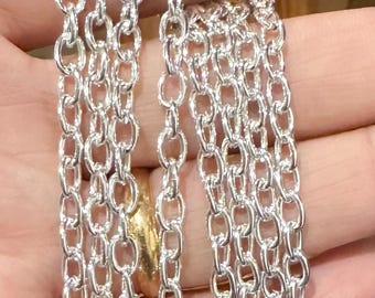 15ft  Silver plated over iron large cable chain 6.5X4mm