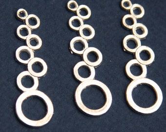 12 pcs  Silver plated Circle drops 37x11mm