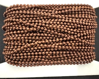10-stopowy antyczny miedziany łańcuszek kulkowy 1,5 mm