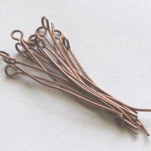 250 pcs of Antiqued copper Eye Pin - 2  inch long - 22 gauge