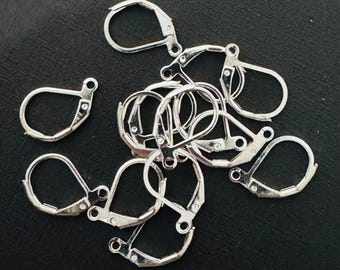 50 pcs  Silver plated leverback earwire 10X15mm