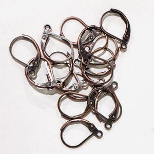 100 Antiqued copper Leverback earwire 10X15mm