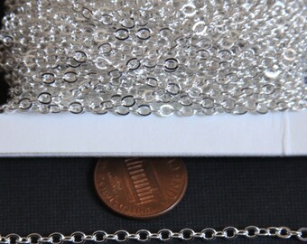 Petite chaîne forçat à souder plate plaquée argent, bobine 2 mm, vrac