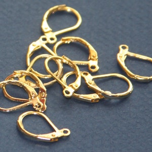 50 pcs  Gold  color leverback earwire 10X15mm