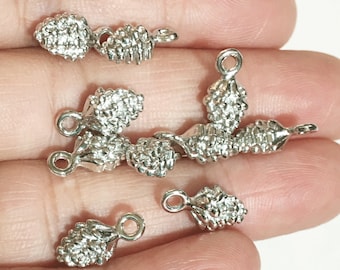 20 Silver Plated Pinecone Charms: Lead & Nickel Safe (13x7mm)