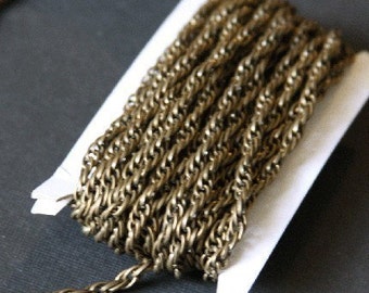 15 ft  Antiqued Brass plated rope chain 3X3.5mm