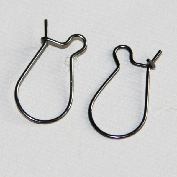 50 pcs  Gunmetal plated kidney earwire 19x10mm