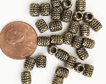 Bulk 180 pcs  antique brass tube spacer beads 6x5mm,  bulk alloy spacer beads with 2mm hole