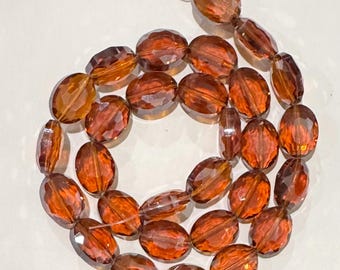 Contas de cristal oval galvanizadas: fio marrom Jonquil de 12 x 15 mm