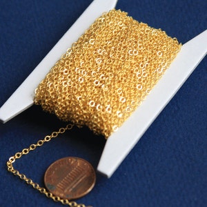 100 ft spool   gold Plated chain 2mm tiny flat solder cable chain