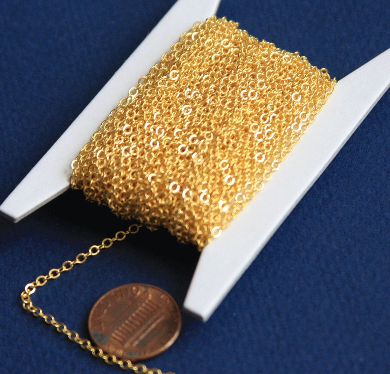 32 ft spool of gold Plated chain 2mm tiny flat solder cable Etsy