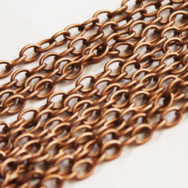 15ft   Antique copper plated large cable chain 6.5X4mm - Open Links