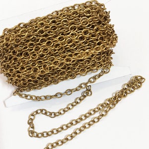 Antique Gold Plated Cable Chain: 4x5mm Brass Jewelry Making, 32ft Spool