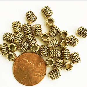 180 Antique Gold Tube Spacer Beads: 6x5mm Alloy Beads