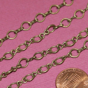 Close out    15ft  Antique Brass plated over steel Large  figure 8 chain 4.1X 6.1mm