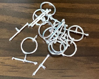 10 juegos de cierres de palanca chapados en plata de 14 mm