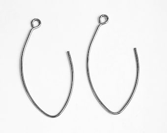 10 pcs  Gunmetal plated earrings hook 32x14mm, Gunmetal leaf shape earring hook, Made in USA