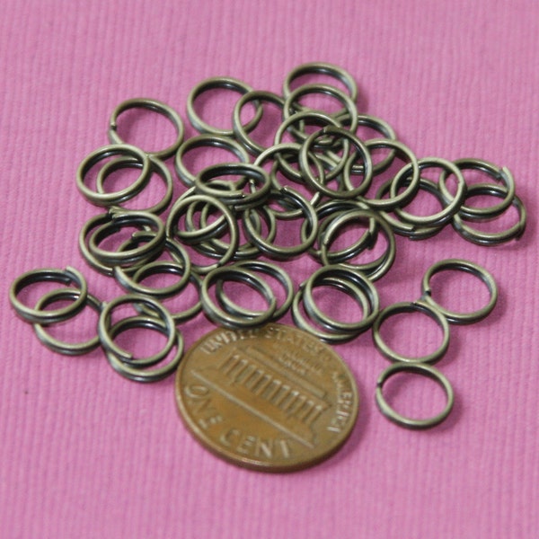 100 pcs  Antiqued brass split rings 8mm