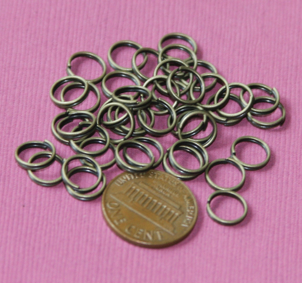100 pcs of Antiqued brass split rings 8mm Etsy