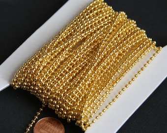 10 ft  Gold color ball chain 2.4mm, bulk gold chain, unfinished chain