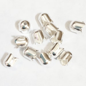 50 pcs  Silver plated brass four petals bead caps 7mm, bulk Silver tassel caps, Silver end caps