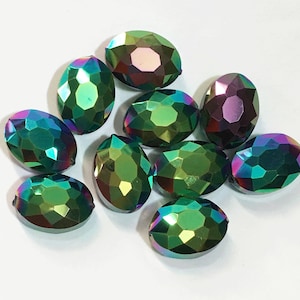 6 Jonquil Electroplated Oval Crystal Beads (12x15mm)