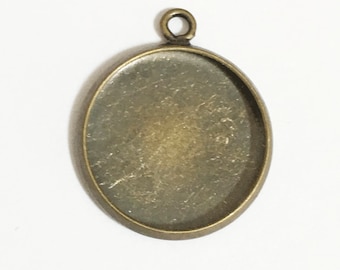 10 cabujón de latón antiguo: base redonda para colgante de 14 mm (19 x 16 mm)