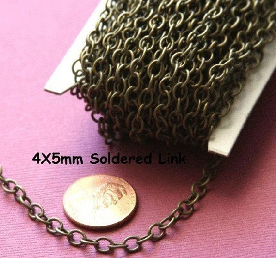 32 Fuß Spule Von Antique Kupfer Plated Oval Runde Kabelkette - 3 X 2 Mm - Ungelötete Glied