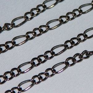 45 ft  Gunmetal Plated Figaro Chain 5x8.6mm - Open Link