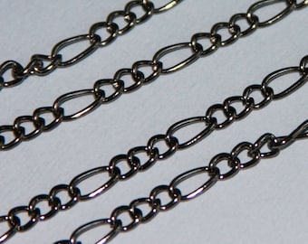 45 ft  Gunmetal Plated Figaro Chain 5x8.6mm - Open Link